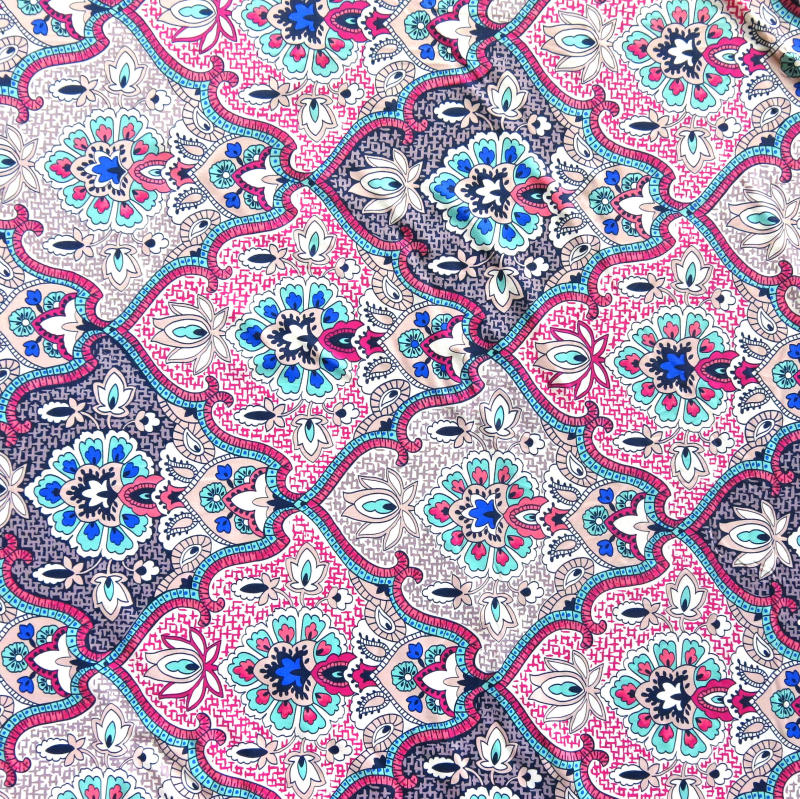 Swim Knit Nylon Spandex Paisley Print 4-Way Stretch