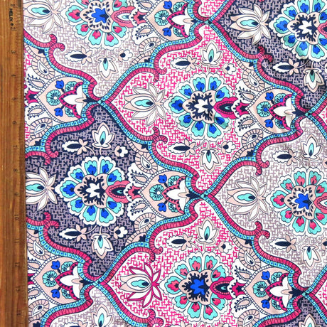 Swim Knit Nylon Spandex Paisley Print 4-Way Stretch