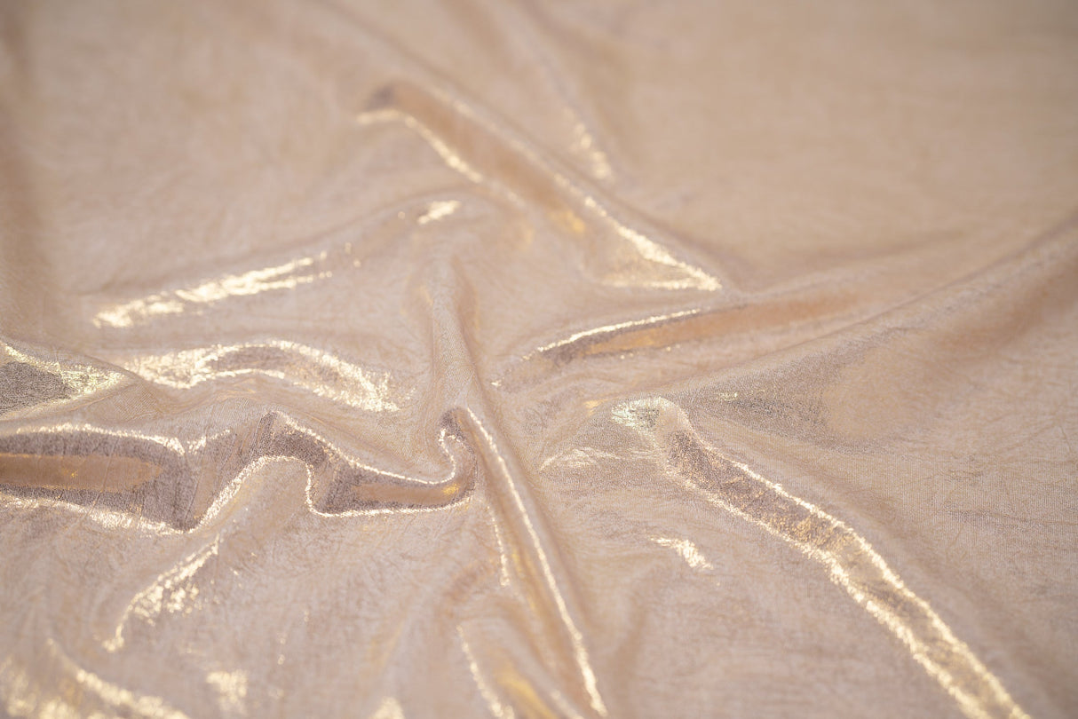 Claudette Creased Foiled Polyester Spandex Fabric - Foiled Creased Texture, 54" Width, 4-Way Stretch (1 Yard)