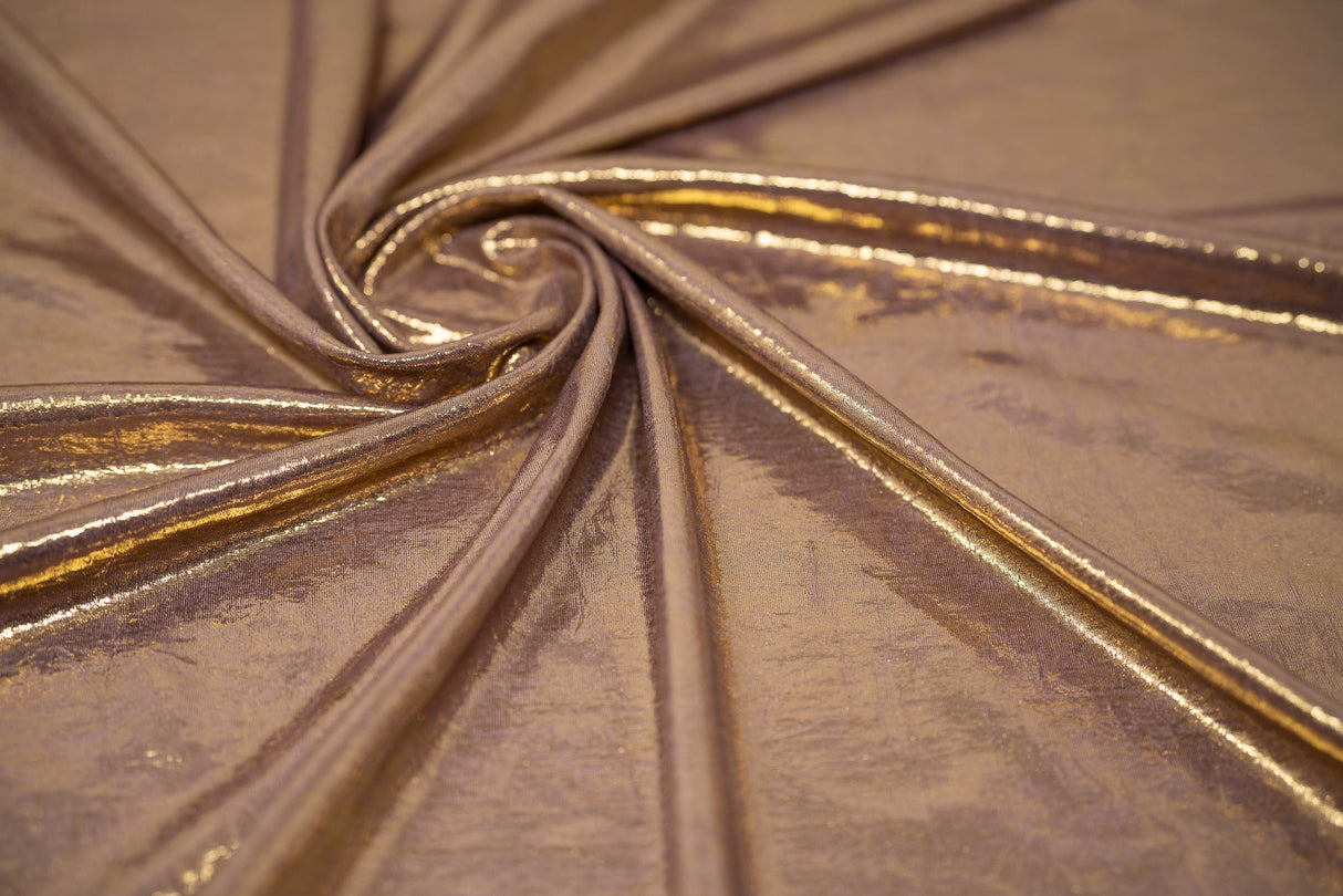 Claudette Creased Foiled Polyester Spandex Fabric - Foiled Creased Texture, 54" Width, 4-Way Stretch (1 Yard)