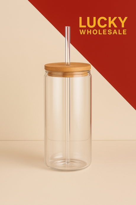 16Oz Clear Glass Tumbler Glass Fabric - Clear, Double Wall Insulated, 16 Oz (1 Unit)