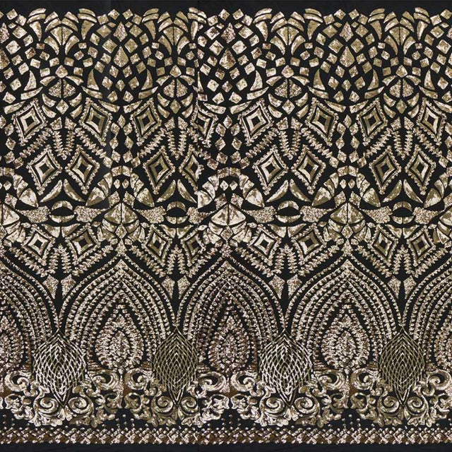 Cleopatra Stretch Mesh Sequin Fabric - Black/Gold, Black/Silver, Tan/Gold, Tan/Rose Gold, 54" Width (1 Yard)