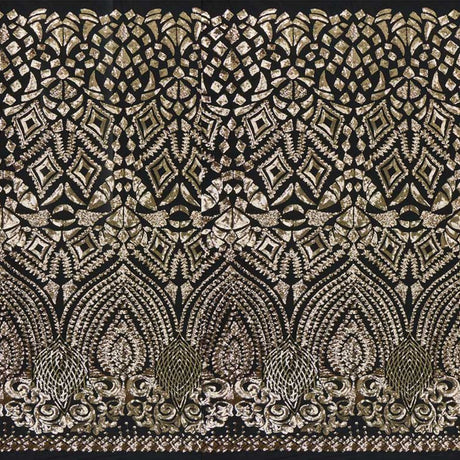 Cleopatra Stretch Mesh Sequin Fabric - Black/Gold, Black/Silver, Tan/Gold, Tan/Rose Gold, 54" Width (1 Yard)