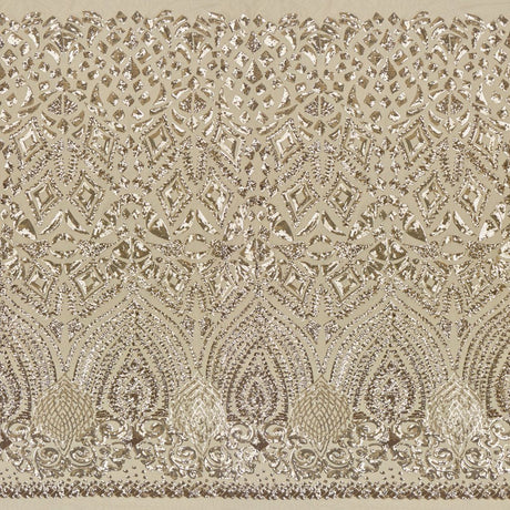 Cleopatra Stretch Mesh Sequin Fabric - Black/Gold, Black/Silver, Tan/Gold, Tan/Rose Gold, 54" Width (1 Yard)