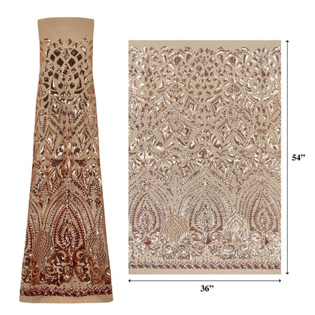 Cleopatra Stretch Mesh Sequin Fabric - Black/Gold, Black/Silver, Tan/Gold, Tan/Rose Gold, 54" Width (1 Yard)