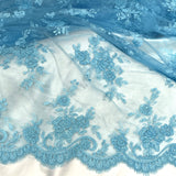 Corded Bridal Lace Fabric on Polyester Net Mesh