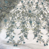 Beaded 3D Floral Lace Fabric