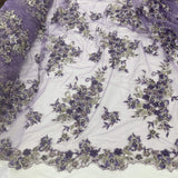 3D Beaded Floral Lace Mesh Fabric