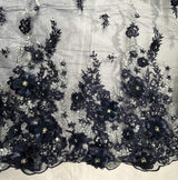 Beaded 3D Floral Lace Mesh