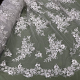 3D Beaded Floral Lace Mesh Fabric