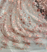 Beaded 3D Floral Lace Fabric