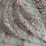 Beaded 3D Floral Lace Fabric Off White
