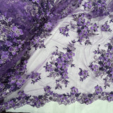 3D Beaded Floral Lace Mesh Fabric