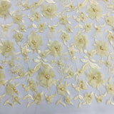 Beaded 3D Floral Lace Fabric 49"
