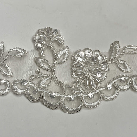 Beaded Corded Lace Trim Ivory