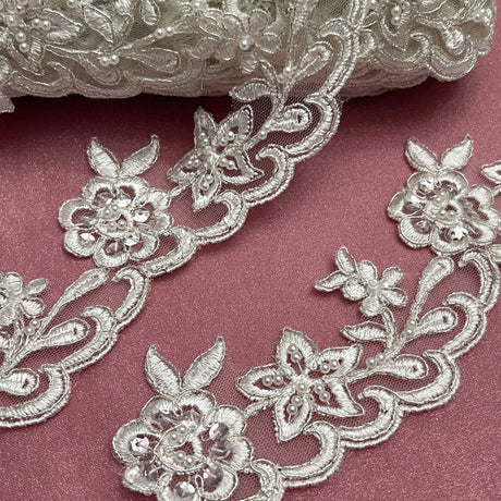 Beaded Corded Lace Trim