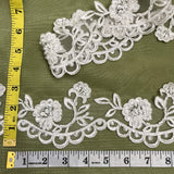 Beaded Corded Lace Trim Ivory