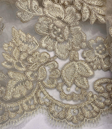 Corded Bridal Lace Embroidered Net Mesh