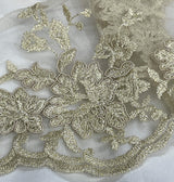 Corded Floral Lace Fabric - Scalloped Edges, 53" Width (1 Yard)