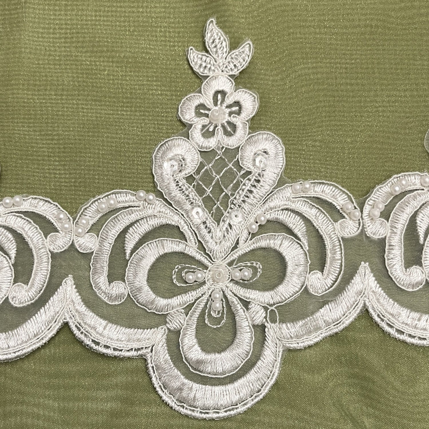 Beaded Corded Lace Trimming Ivory