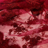 Corded Bridal Lace Fabric on Polyester Net Mesh