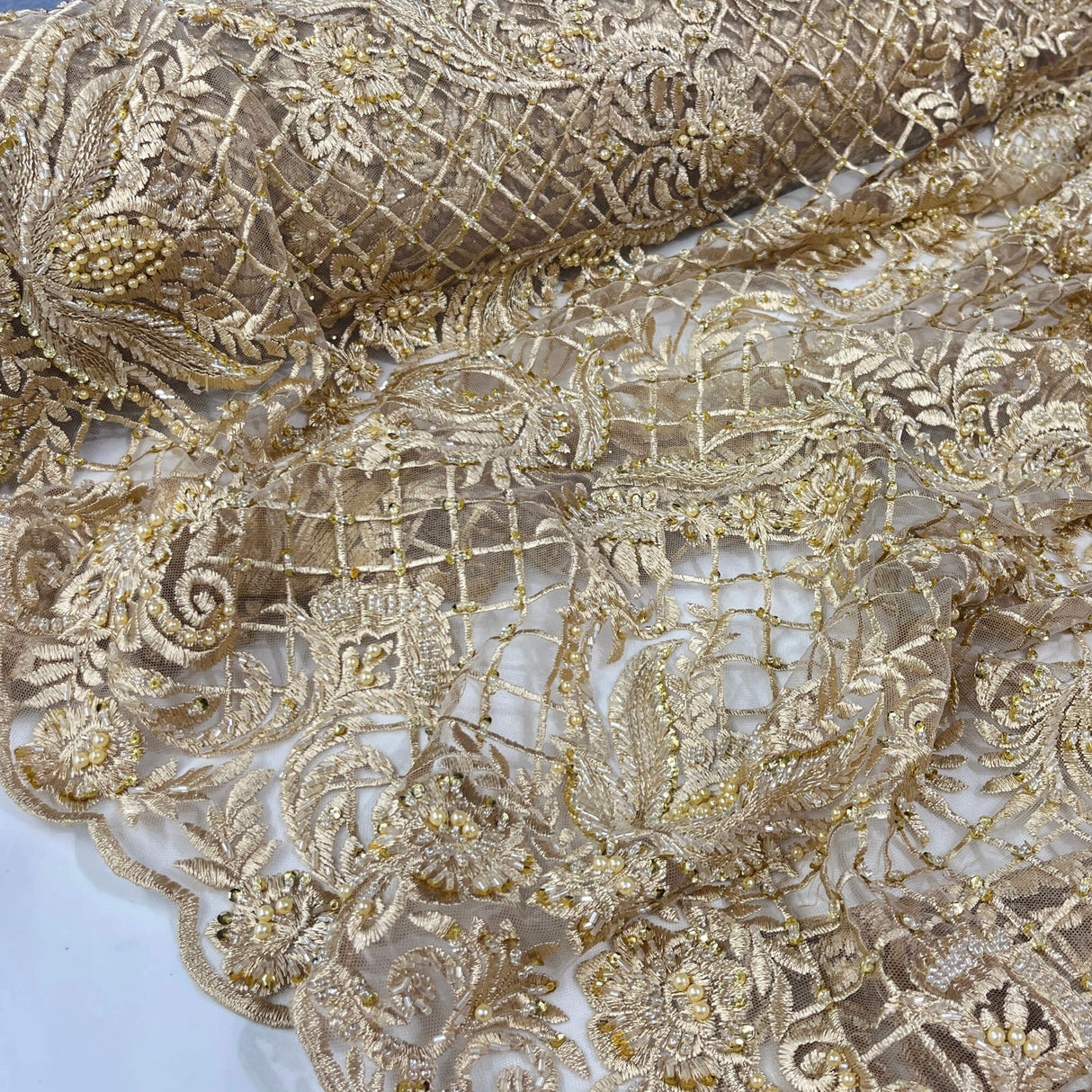 Beaded Embroidered Lace Mesh
