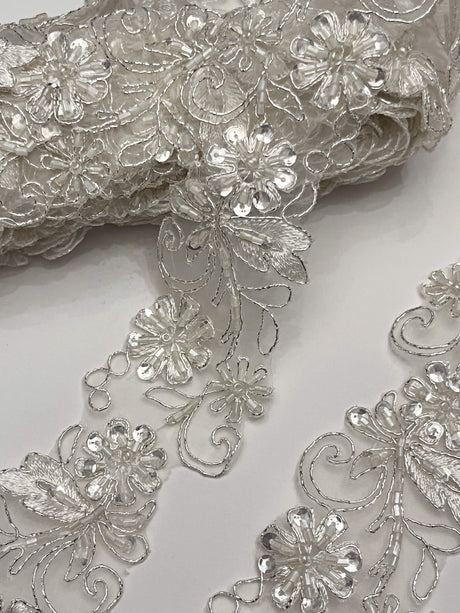 Beaded Corded Lace Trim 2"