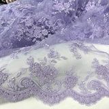 Corded Bridal Lace Fabric on Polyester Net Mesh