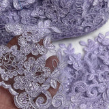 Beaded Corded Lace Trim on Polyester Net Mesh