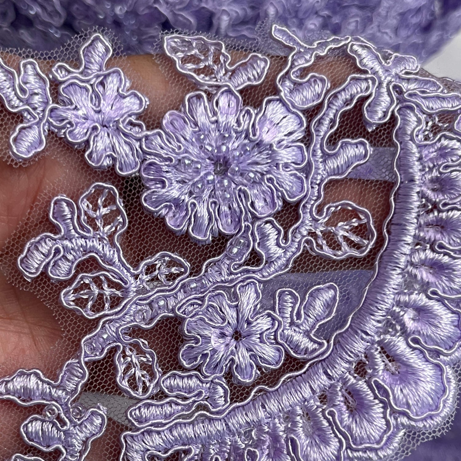 Embroidered Floral Beaded Lace Trim
