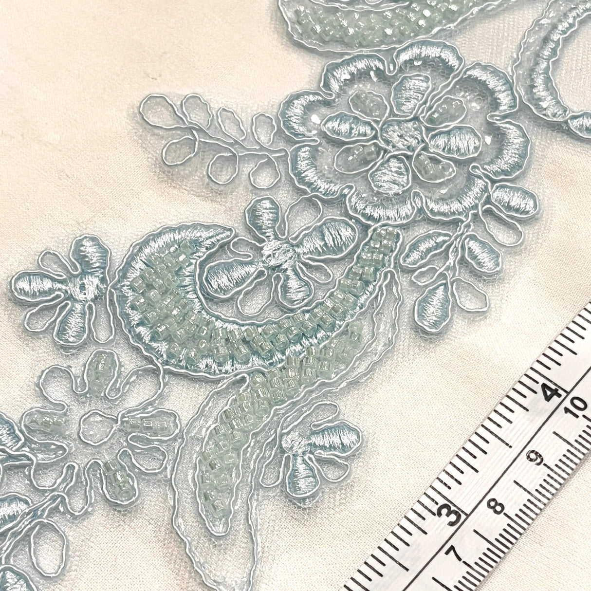 Beaded Corded Floral Lace Applique