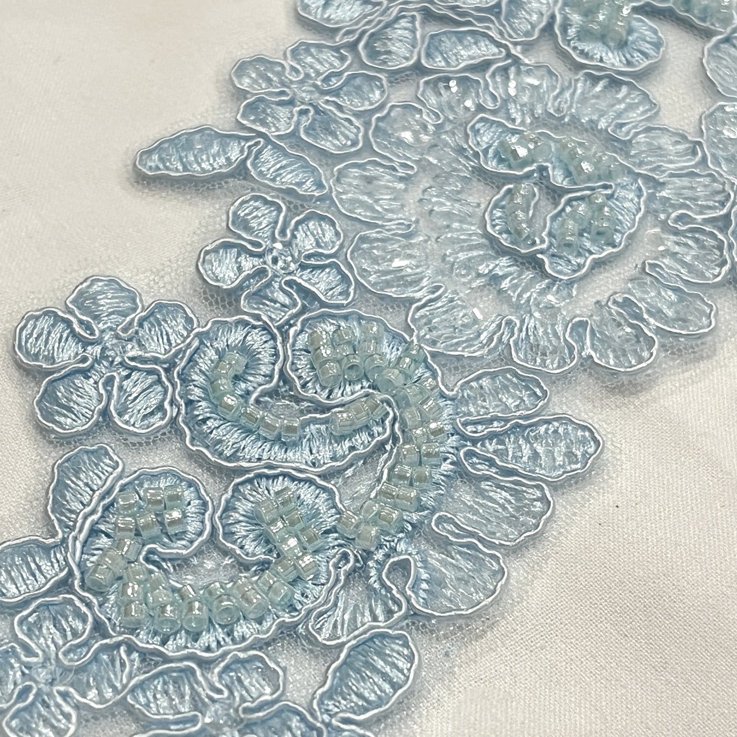 Beaded Floral Lace Applique