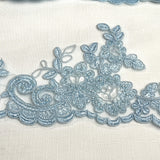 Beaded Corded Lace Trim on Polyester Net Mesh
