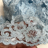 Beaded Corded Lace Trim on Polyester Net Mesh