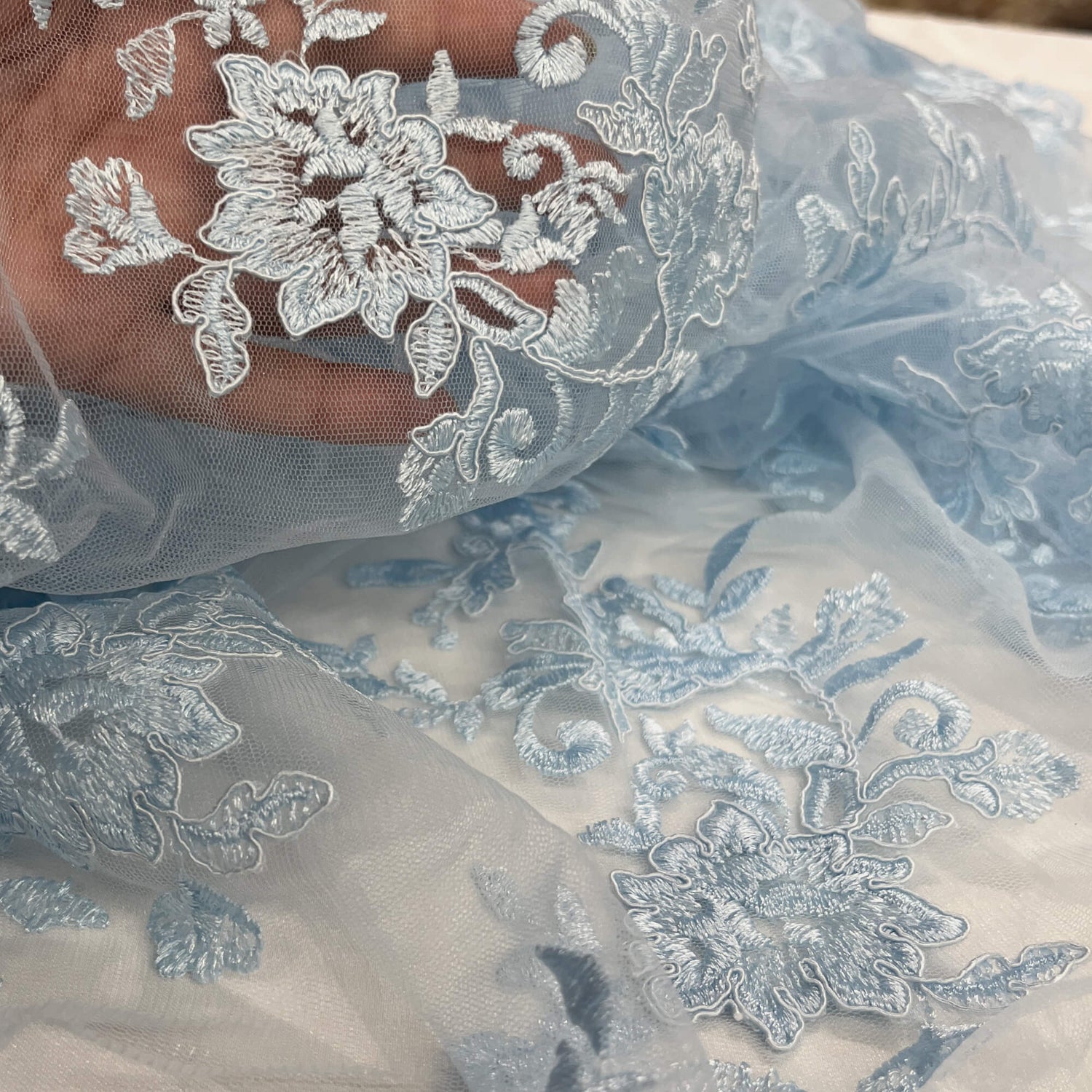 Corded Floral Lace Fabric Ivory