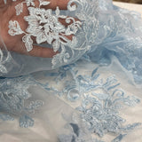 Corded Floral Lace Fabric Ivory