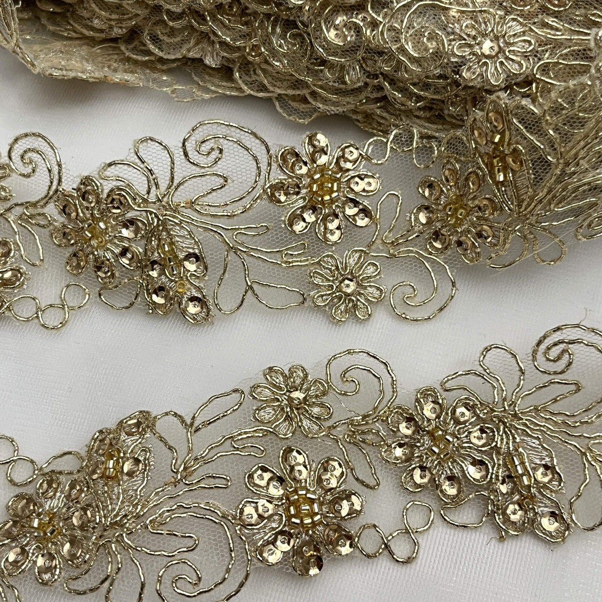 Beaded Corded Lace Trim