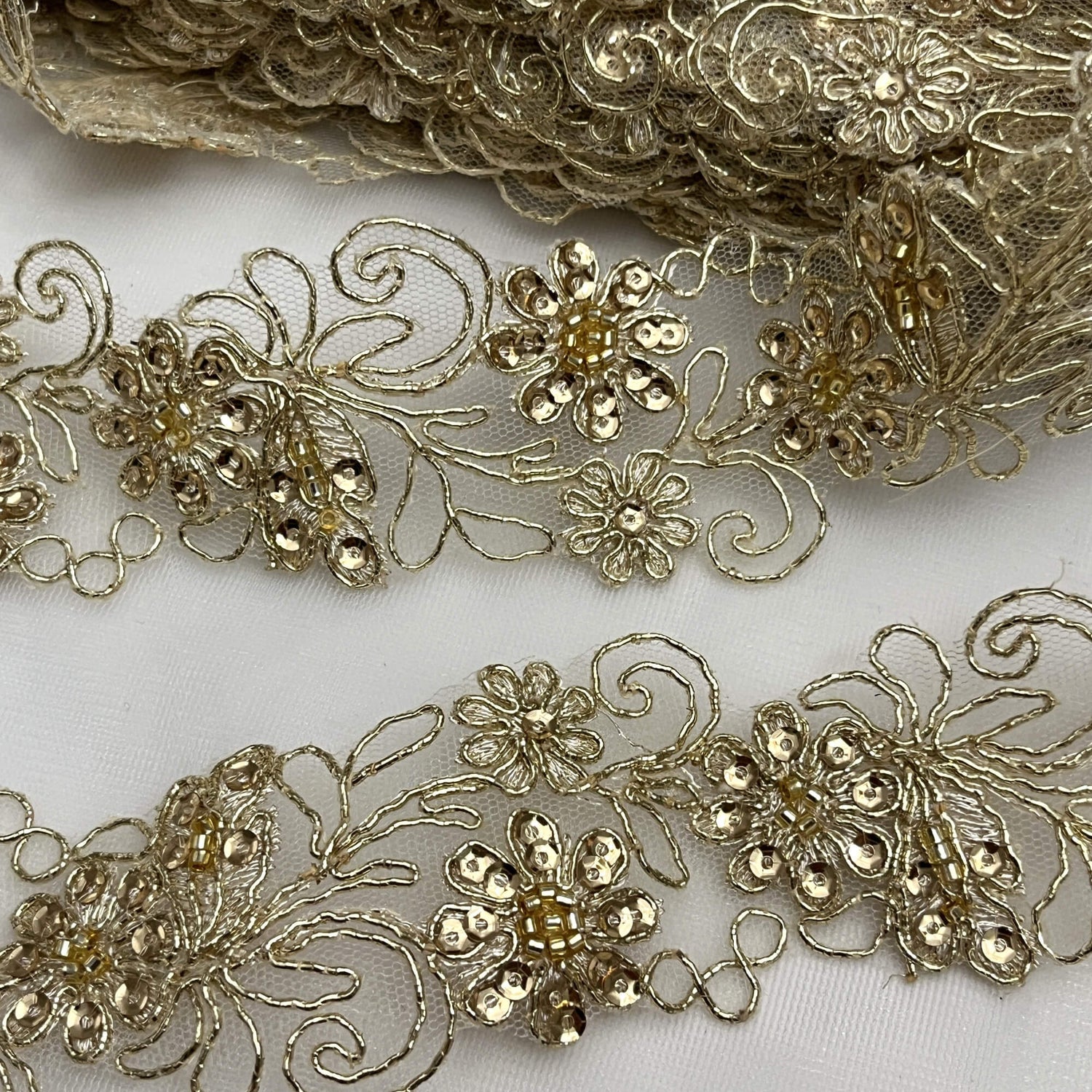 Beaded Corded Lace Trim