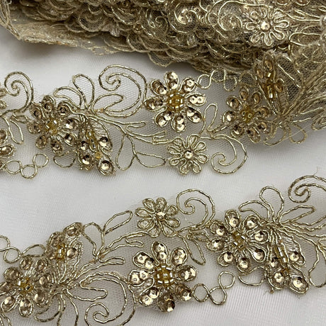 Beaded Corded Lace Trim 2"