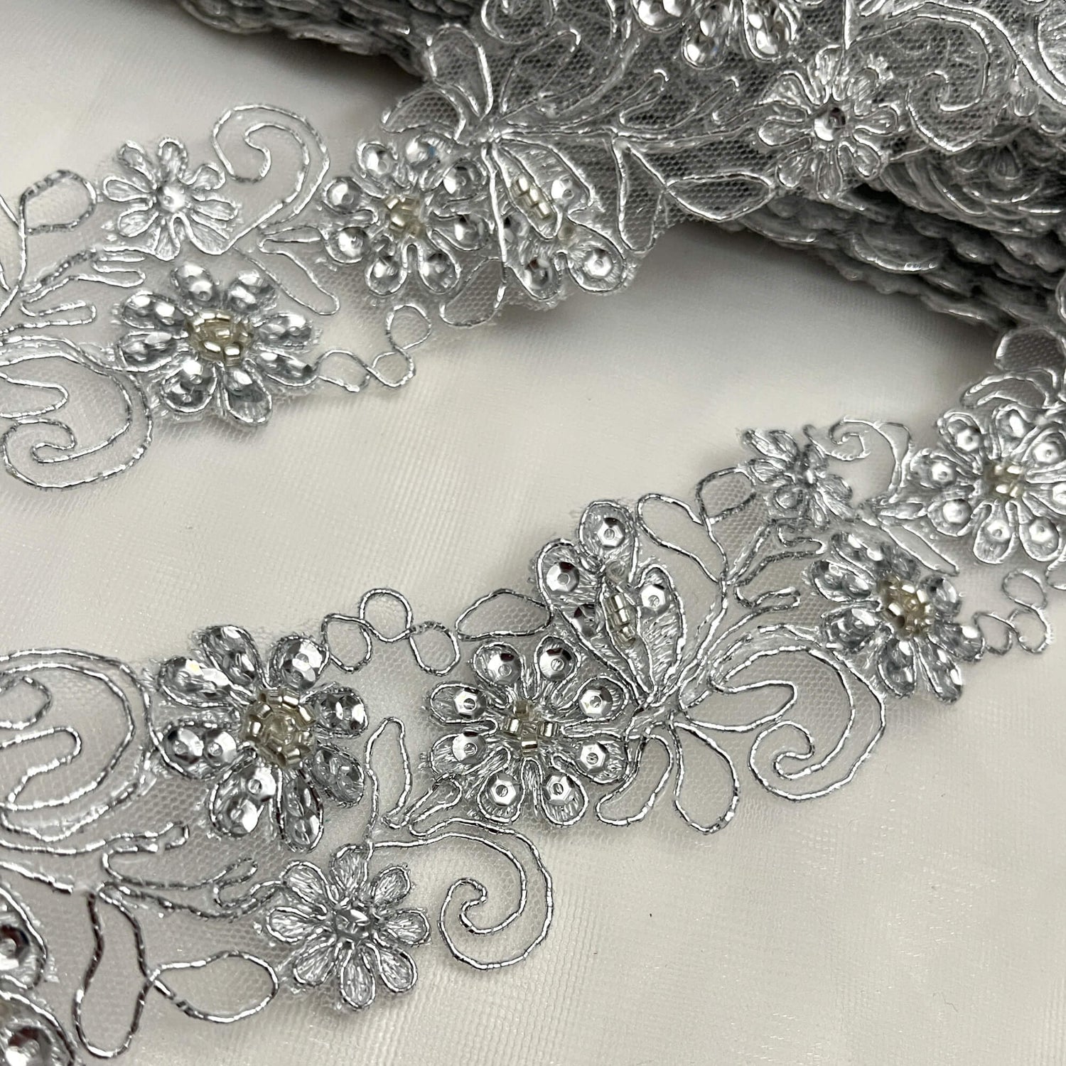 Beaded Corded Lace Trim