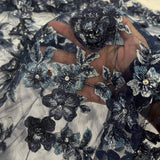 3D Beaded Floral Lace Fabric