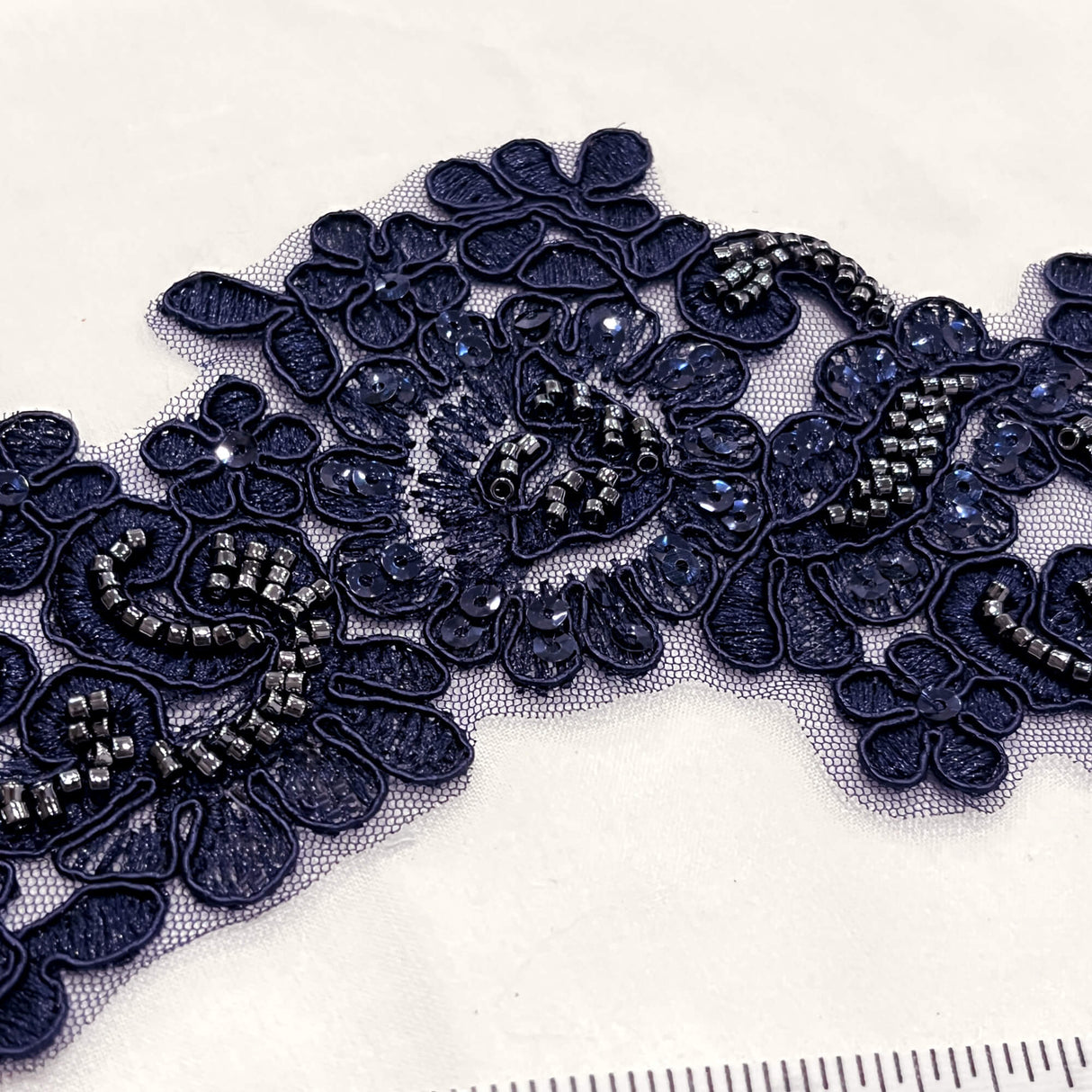 Beaded Floral Lace Applique