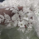 3D Beaded Floral Lace Mesh Fabric