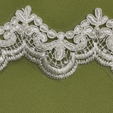 Beaded Corded Lace Trim 2" Wide White Off White
