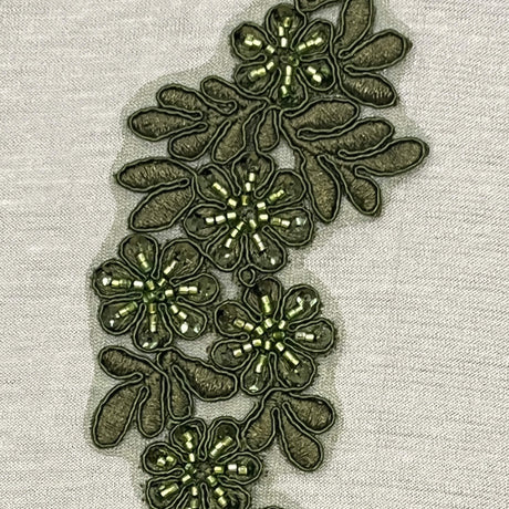 Beaded Corded Floral Lace Applique
