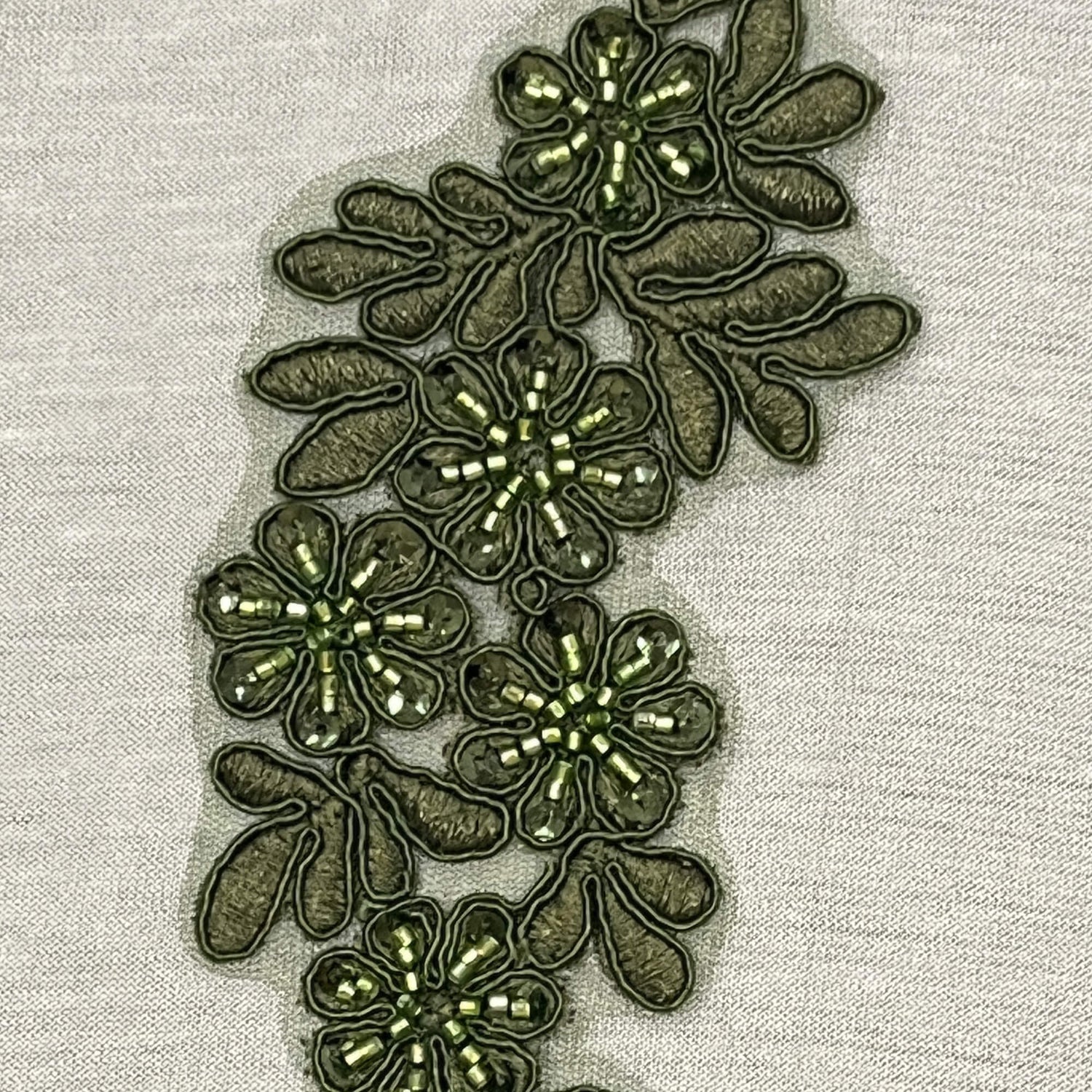 Beaded Corded Floral Lace Applique