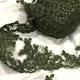 Beaded Corded Lace Trim on Polyester Net Mesh