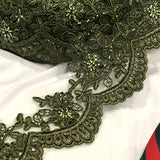 Embroidered Floral Beaded Lace Trim