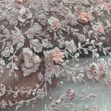 1 Yard Beaded Lace Fabric Embroidered 100 Percent Polyester Net Mesh 50 inch Width