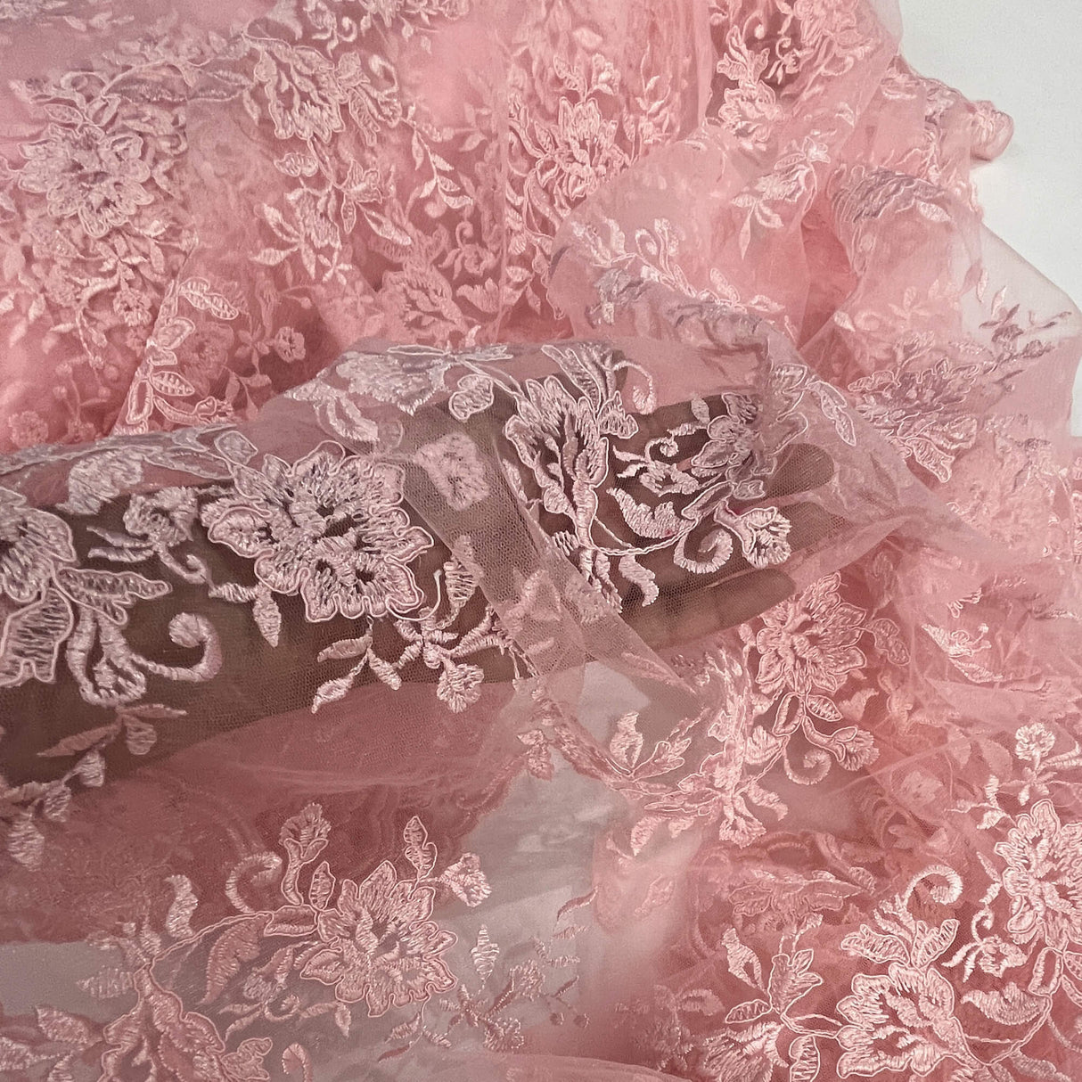 Corded Floral Lace Fabric Ivory